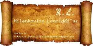 Milenkovits Leonidász névjegykártya
